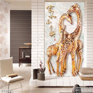 Tranh khổ dọc hươu cao cổ