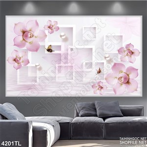 Tranh hoa lan hồng trang trí mới