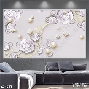 Tranh wall hoa hồng tím phớt mới nhất