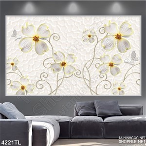 Tranh lụa hoa cúc traắng đẹp