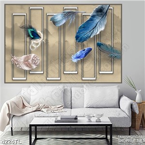 Tranh in wall lông chim công xanh