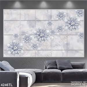 Tranh hoa cúc dại xanh 6D