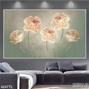 Tranh lụa hoa cẩm chướng vàng