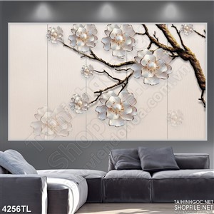 Tranh lụa hoa giả ngọc in gạch