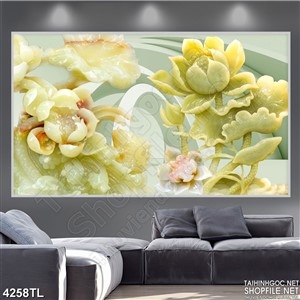 Tranh hoa sen giả ngọc xanh 6D