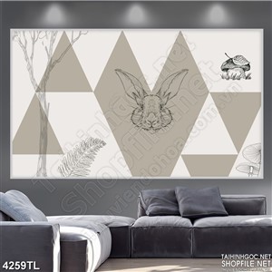 Tranh in uv thỏ xám