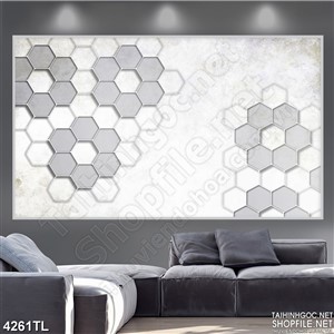 Tranh in gạch hình khối tổ ong