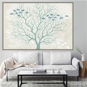 Tranh in uv cành cây xanh