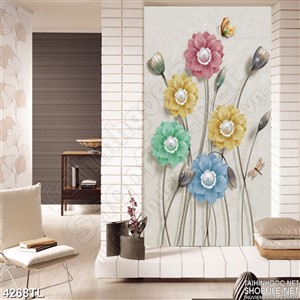 Tranh khổ dọc hoa cúc khảm ngọc trai