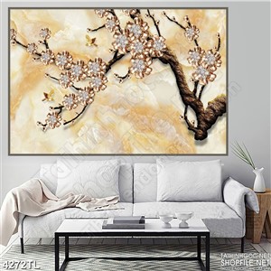 Tranh 3D cành hoa mai vàng