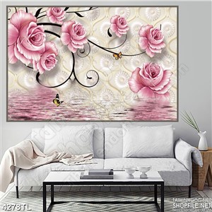 Tranh hoa hồng in bóng nước