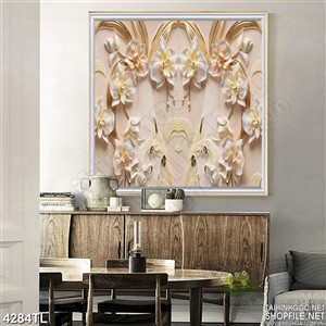 Tranh khổ vuông hoa lan trắng