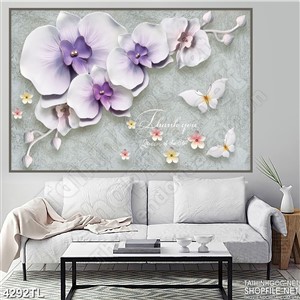 Tranh lụa hoa lan tím 5D