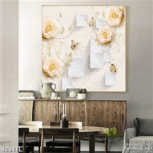 Tranh hoa hồng vàng lụa