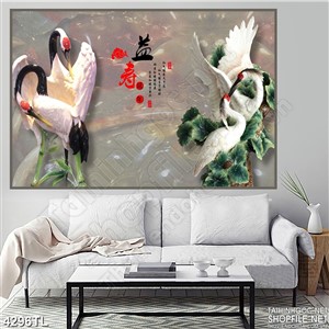 Tranh in uv chim hạc giả ngọc