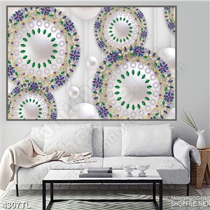 Tranh lụa trang trí vòng tròn khảm đá