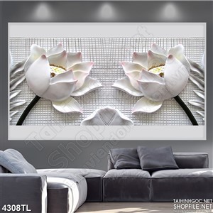 Tranh hoa sen giả ngọc psd