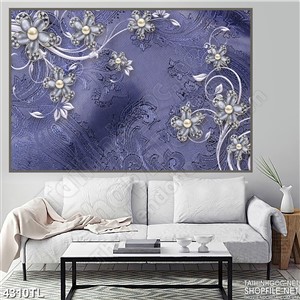 Tranh lụa tím điểm hoa ngọc