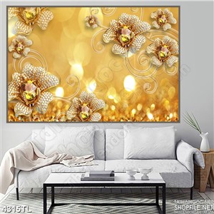 Tranh in wall hoa ngọc vàng psd