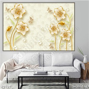 Tranh in uv cành hoa vàng