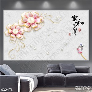 Tranh lụa trang trí hoa 4D
