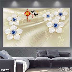 Tranh hoa cúc trắng nhị xanh