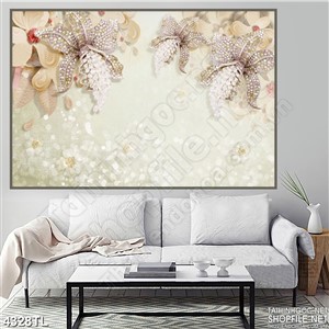 Tranh lụa hoa vân phù sa psd