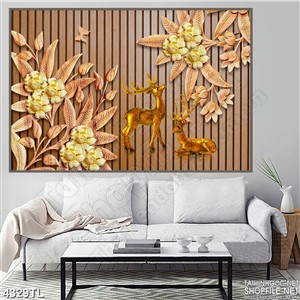 Tranh gỗ khóm hoa vàng psd