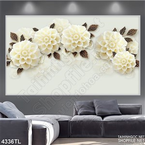 Tranh hoa cúc đại in gạch