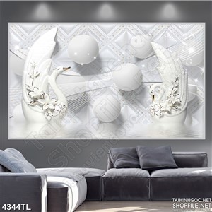 Tranh thiên nga trắng in gạch