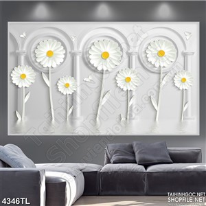 Tranh hoa cúc trắng psd