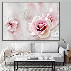 Tranh lụa hoa hồng phớt in uv