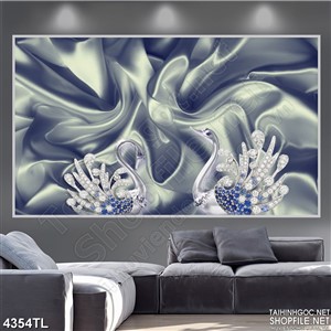 Tranh lụa xám và thiên nga