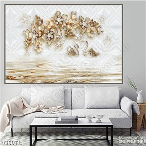 Tranh lụa hoa 3D in gạch