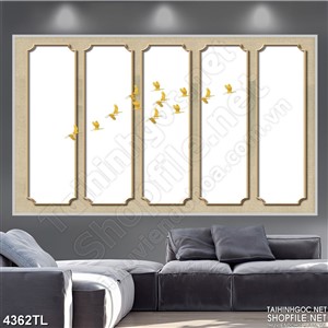 Tranh in tường hạc vàng bay