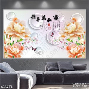 Tranh hoa mẫu đơn ngọc