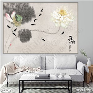 Tranh hoa sen trắng đẹp in wall