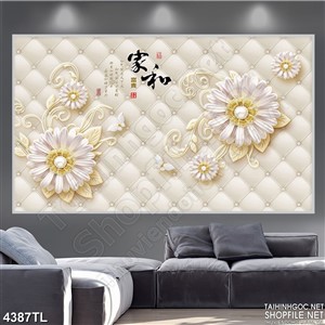 Tranh in tường hoa cúc trắng