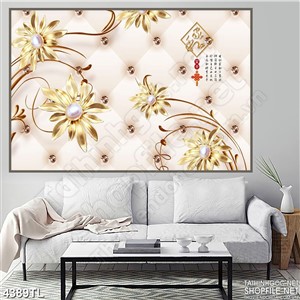 Tranh hoa cúc vàng in tường psd