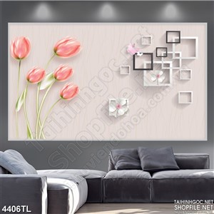 Tranh hoa tulip cam đẹp