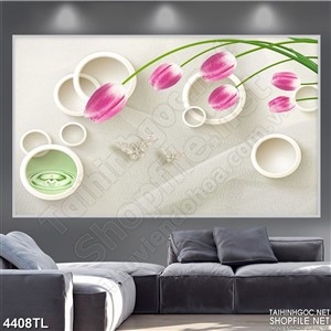 Tranh hoa tulip hồng psd