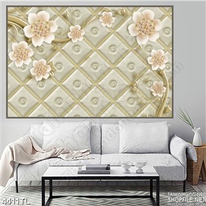 Tranh lụa hoa đào trắng in uv