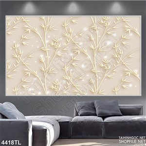 Tranh lụa cành trúc decor psd