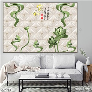 Tranh nghệ thuật hoa sen xanh 5D