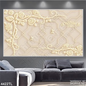 Tranh đẹp 3D hoa văn hoa hồng