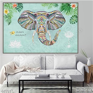 Tranh lụa chú voi ngũ sắc