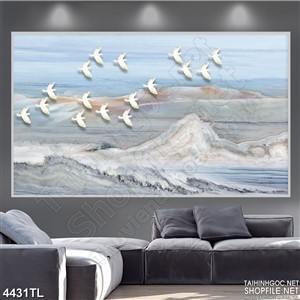 Tranh lụa hạc bay psd