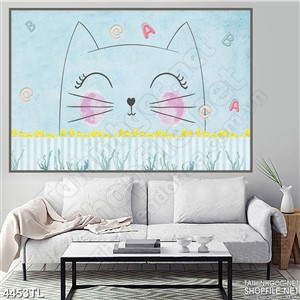 Tranh in uv chú mèo má hồng