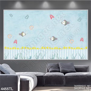 Tranh tường chú cá hoạt hình