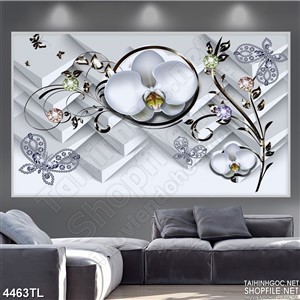 Tranh 3D décor hoa lan trắng